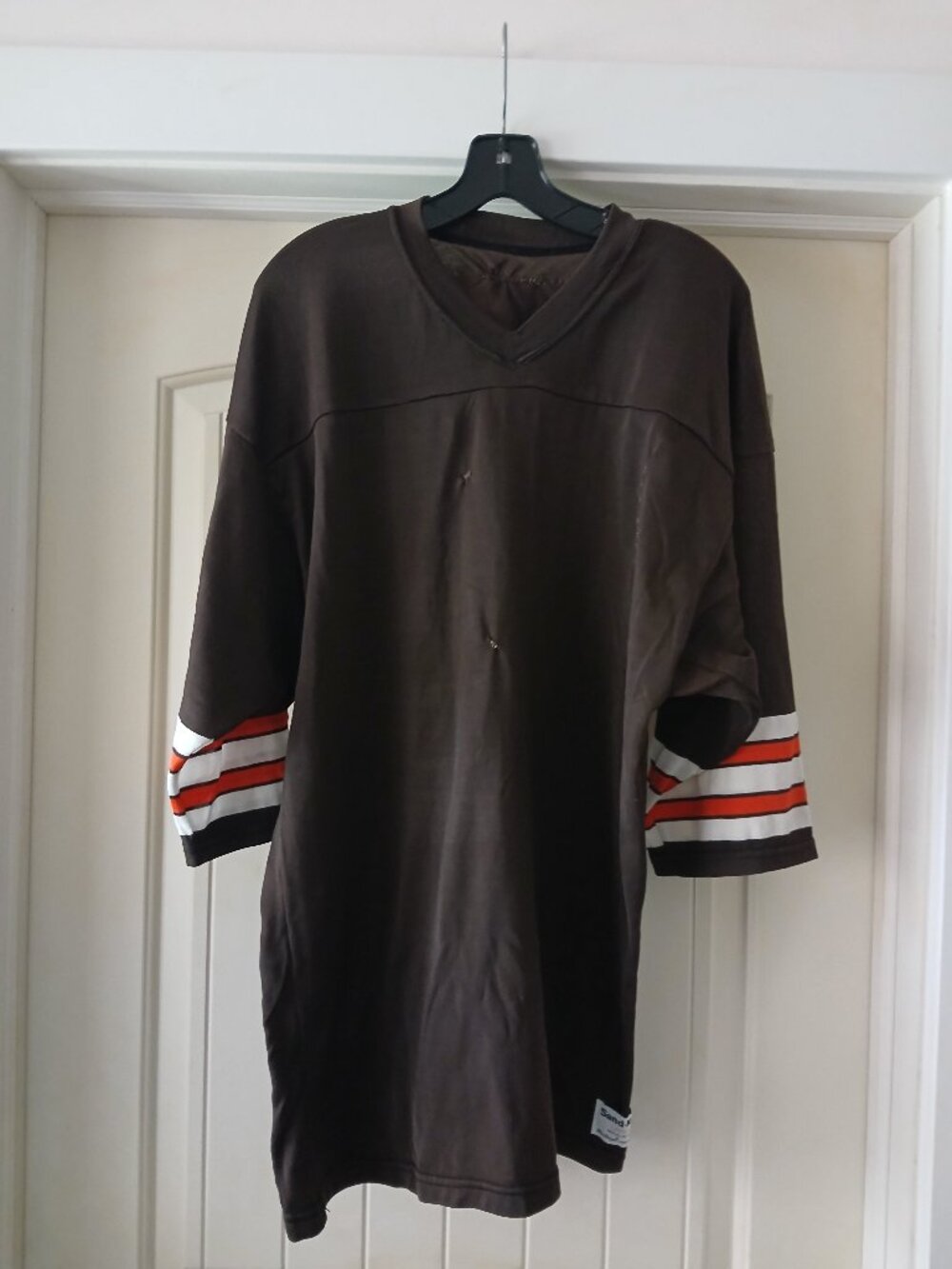 VTG NFL 1980s Sand Knit Cleveland Browns blank distressed brown jersey (size L)